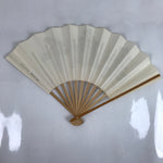 Japanese Paper Folding Fan Sensu Vtg Bamboo Frame Black Kanji Flowers 4D869