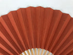 Japanese Paper Folding Fan Sensu Vtg Bamboo Frame Blank Red Silver Simple 4D956