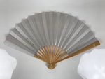 Japanese Paper Folding Fan Sensu Vtg Bamboo Frame Blank Red Silver Simple 4D956