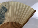 Japanese Paper Folding Fan Sensu Vtg Bamboo Frame Blue Fish Fugu Bubbles 4D973
