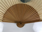 Japanese Paper Folding Fan Sensu Vtg Bamboo Frame Blue Fish Fugu Bubbles 4D973