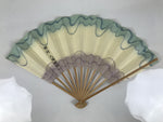 Japanese Paper Folding Fan Sensu Vtg Bamboo Frame Calligraphy Black 4D939