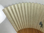 Japanese Paper Folding Fan Sensu Vtg Bamboo Frame Ginkgo Leaves Blue Green 4D915