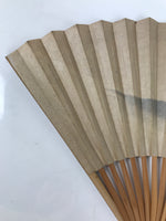 Japanese Paper Folding Fan Sensu Vtg Bamboo Frame Mountain Painting Black 4D931