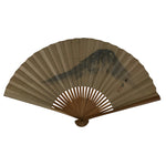 Japanese Paper Folding Fan Sensu Vtg Bamboo Frame Mountain Painting Black 4D931