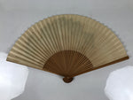 Japanese Paper Folding Fan Sensu Vtg Bamboo Frame Mountain Painting Print 4D914
