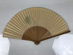 Japanese Paper Folding Fan Sensu Vtg Bamboo Frame Nasu Eggplant Aubergine 4D978