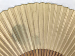 Japanese Paper Folding Fan Sensu Vtg Bamboo Frame Nasu Eggplant Aubergine 4D978