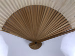 Japanese Paper Folding Fan Sensu Vtg Bamboo Frame Riverside Boats Green 4D975