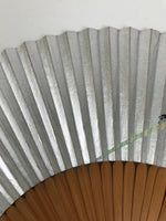 Japanese Paper Folding Fan Sensu Vtg Bamboo Frame Silver Firefly Leaves 4D933