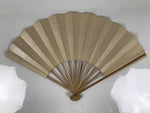 Japanese Paper Folding Fan Sensu Vtg Bamboo Frame Simple Blank Beige Silver 5D11