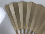 Japanese Paper Folding Fan Sensu Vtg Bamboo Frame Simple Blank Beige Silver 5D11