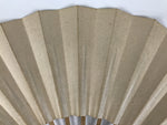 Japanese Paper Folding Fan Sensu Vtg Bamboo Frame Simple Blank Beige Silver 5D11