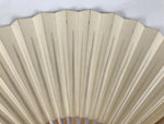 Japanese Paper Folding Fan Sensu Vtg Bamboo Frame Simple Plain Blank Beige 5D8