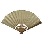 Japanese Paper Folding Fan Sensu Vtg Bamboo Frame Simple Plain Blank Beige 5D9
