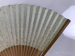 Japanese Paper Folding Fan Sensu Vtg Bamboo Frame Teal Silver Gold Lines 4D977