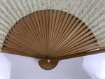 Japanese Paper Folding Fan Sensu Vtg Bamboo Frame Teal Silver Gold Lines 4D977