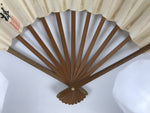 Japanese Paper Folding Fan Sensu Vtg Bamboo Frame White Kanji Calligraphy 5D27