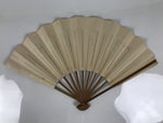 Japanese Paper Folding Fan Sensu Vtg Bamboo Frame White Kanji Calligraphy 5D27