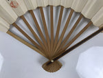 Japanese Paper Folding Fan Sensu Vtg Bamboo Frame White Kanji Calligraphy 5D28