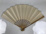 Japanese Paper Folding Fan Sensu Vtg Bamboo Frame White Kanji Calligraphy 5D28