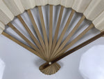 Japanese Paper Folding Fan Sensu Vtg Bamboo Frame White Kanji Calligraphy 5D29