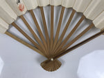 Japanese Paper Folding Fan Sensu Vtg Bamboo Frame White Kanji Calligraphy 5D29