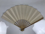 Japanese Paper Folding Fan Sensu Vtg Bamboo Frame White Kanji Calligraphy 5D29