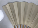 Japanese Paper Folding Fan Sensu Vtg Bamboo Frame White Kanji Calligraphy 5D29