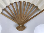 Japanese Paper Folding Fan Sensu Vtg Flower Red Green Bamboo Frame 4D992