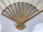 Japanese Paper Folding Fan Sensu Vtg Kanji Flowers Long Life Bamboo Frame 4D994
