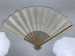 Japanese Paper Folding Fan Sensu Vtg Kanji Flowers Long Life Bamboo Frame 4D994