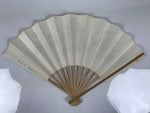 Japanese Paper Folding Fan Sensu Vtg Kanji Flowers Long Life Bamboo Frame 4D995