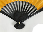 Japanese Paper Folding Fan Sensu Vtg Lacquered Bamboo Gold Silver Formal 4D957