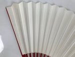 Japanese Paper Folding Fan Sensu Vtg Red Bamboo Frame Simple White Blank 4D946