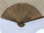 Japanese Paper Folding Fan Vtg Sensu Bamboo Frame Black Grass Plants Silver 5D14
