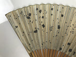 Japanese Paper Folding Fan Vtg Sensu Bamboo Frame Blue Stripes Geometric 5D12