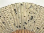 Japanese Paper Folding Fan Vtg Sensu Bamboo Frame Blue Stripes Geometric 5D12