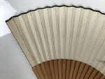 Japanese Paper Folding Fan Vtg Sensu Bamboo Frame Cricket Insect Leaf White 5D10
