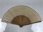 Japanese Paper Folding Fan Vtg Sensu Bamboo Frame Cricket Insect Leaf White 5D10