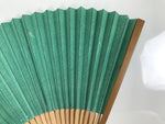 Japanese Paper Folding Fan Vtg Sensu Bamboo Frame Teal White Red Stripe 5D17