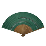 Japanese Paper Folding Fan Vtg Sensu Bamboo Frame Teal White Red Stripe 5D17