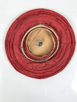 Japanese Paper Hanging Lantern Vtg Chochin Candle Holder Small Round Pink LT106