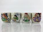 Japanese Porcelain 7 Luck Gods Sake Cup Set Vtg Tsubomi Ochoko Guinomi G153