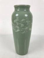 Japanese Porcelain Celadon Flower Vase Vtg Ikebana Kabin Green Leaf Seiji FK213