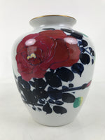 Japanese Porcelain Flower Vase Ikebana Kabin Peony White Red Hand-Painted FK176