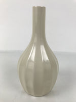 Japanese Porcelain Flower Vase Ikebana Kabin Vtg Off-White Crackle Glaze FK211