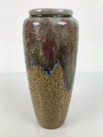 Japanese Porcelain Flower Vase Vtg Ikebana Kabin Brown Gray Ash Glaze FK223