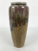 Japanese Porcelain Flower Vase Vtg Ikebana Kabin Brown Gray Ash Glaze FK223