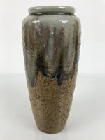 Japanese Porcelain Flower Vase Vtg Ikebana Kabin Brown Gray Ash Glaze FK223